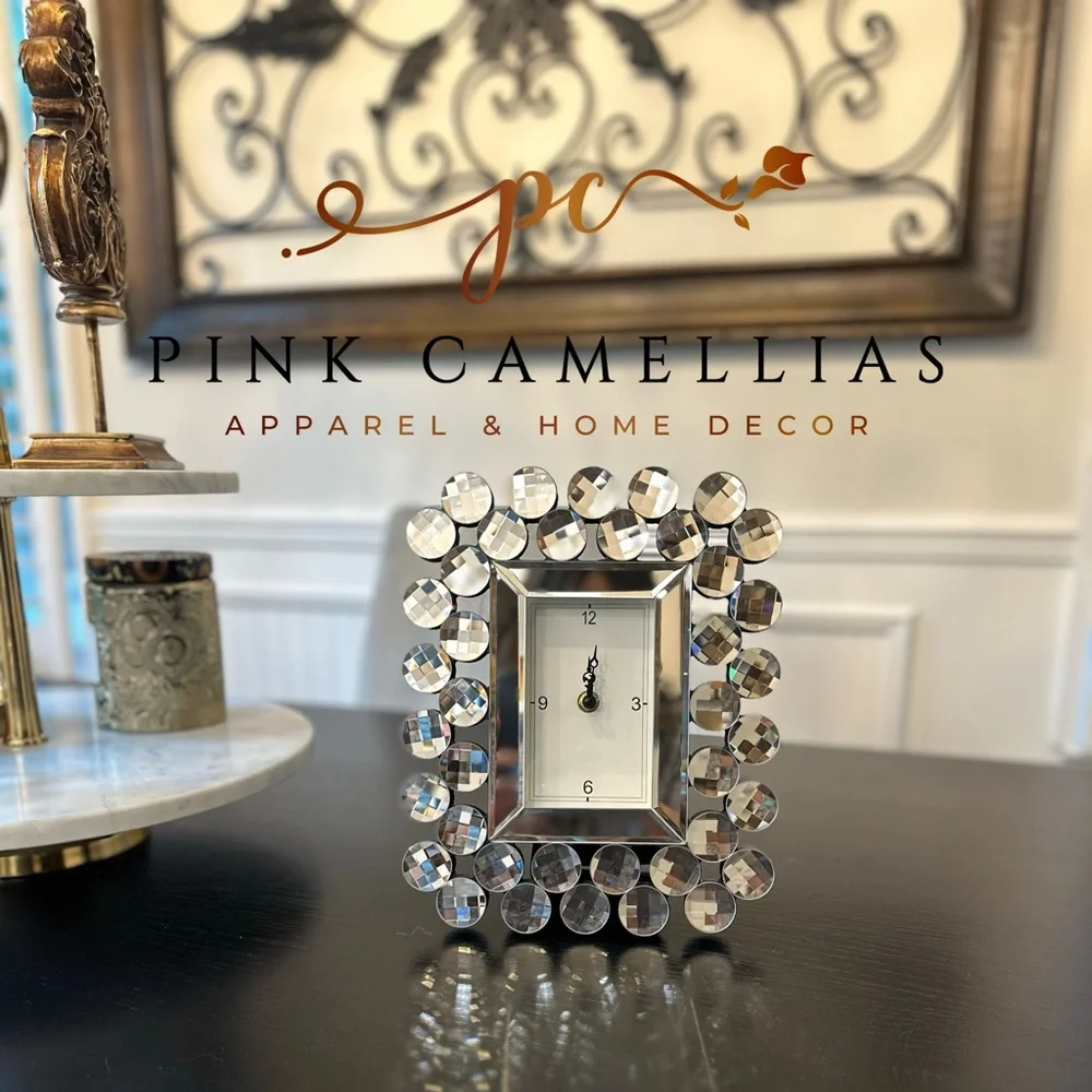 Silver Crystal Tabletop Clock